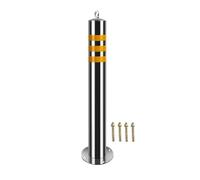 Bolardo Fijo De Acero Inoxidable 304, Tiras Reflectantes Amarillas De Alta Visibilidad, Poste De Barrera De Estacionamiento Seguro Para Acera De Fábrica De Almacén(1 pack,29.5x2.5 in)