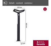 Bolardo luminoso con sensor inteligente Alara de Paulmann, RGBW antracita IP44