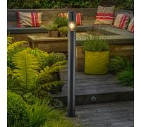 Bolardo luminoso Lindby Statius, antracita/transparente, hierro, 100 cm