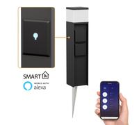 Bolardo luminoso PODEL con pica de suelo para exterior Smart Home 39cm negro