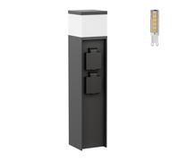 ledscom.de Luz de bolardo PODEL para exteriores, 39cm, negro, 2 casquillos, incl. bombilla G9, 501lm, blanco cálido