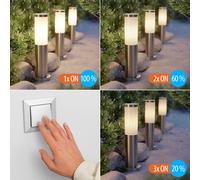 Bolardo luminoso PORU cromado piqueta de suelo 2m cable para exterior acero [EEK: D]