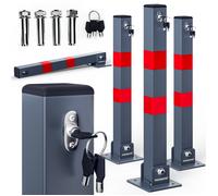 Bolardo parking set de 3 5x5x60cm abatible 3 juegos llaves