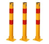 Bolardo plegable de acero resistente para entradas, estacionamientos y estaciones de gas, bloqueo de carretera anticolisión, amarillo brillante (paquete de 3)