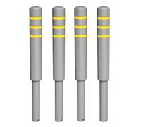 Bolardo Seguridad Gris Poste Bolardo Acero Vertido En El Lugar Con DiseñO Banda Reflectante Pilote Aislamiento TuberíA Acero FáCil Instalar Adecuado para Estacionamientos 4PCS