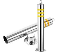 Bolardos de estacionamiento de Acero Inoxidable - 2 Postes de Seguridad para entradas de vehículos, para estacionamiento Privado y en la Calle, 650x76 mm, Acabado Plateado Duradero, Ideal pa