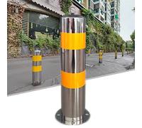 Bolardos de estacionamiento fijos - Postes de seguridad de metal con cinta reflectante y anillo - Solución de seguridad de fácil instalación para entradas y áreas de estacionamiento