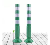 Bolardos de estacionamiento para entrada, poste delineador de cinta reflectante ión para control de tráfico, protege tu espacio de estacionamiento (color: verde y blanco, tamaño: 2 unidades)