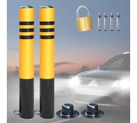 Bolardos De Seguridad, Bolardos De Estacionamiento, Barrera De Tráfico De Acero, Poste Delineador De Tráfico, Cono Delineador, Juego De 2, Bolardos De Tráfico Amarillo Brillante Desmontables, Barrera