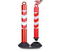 Bolardos de seguridad de plástico con base desmontable, cinta reflectante, poste canalizador de tráfico para protección de estacionamiento en la entrada, paquete de 2, 39.3 pulgadas