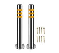 Bolardos de seguridad para estacionamiento, paquete de 2 postes de barrera de tráfico de alta visibilidad con película reflectante para control de vehículos de entrada
