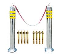 Bolardos de seguridad vial, 2 bolardos de estacionamiento, barrera de entrada con cadena de plástico de 5 m para zonas de tráfico con alta demanda, marcadores viales reflectantes de acero in