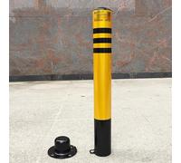 Bolardos de señalización de tráfico, Bolardos de estacionamiento con base extraíble, pernos y cerradura incluidos, amarillo negro(89 * 750MM/3.5 * 29.5IN)