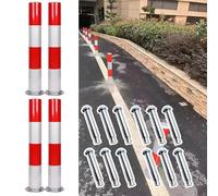 Bolardos de tráfico de acero galvanizado: postes de seguridad duraderos de 40, 60 y 75 cm for entradas de vehículos, estacionamientos y cruces peatonales.(4 Pcs 7.6x75cm/3x29.5inch)