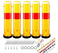 Bolardos reflectantes amarillos de advertencia de tráfico con cadenas for la seguridad del estacionamiento en la entrada - Barreras de acero duraderas(10pcs)