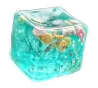 Bolas antiestrés de gel, bola antiestrés en forma de cubo, juguetes sensoriales para inquietos oceánicos, cubo transparente azul de 4, 5 cm con purpurina, juguete de alivio portátil para oficina, escu