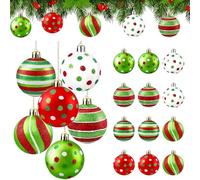 Bolas Arbol de Navidad, 12 Piezas 6cm Juego de Bolas de Navidad de Plástico, Bolitas Navideñas Brillantes, Bolas Navidad, Decoración Navideña, Adornos Arbol Navidad Colgantes con Cordón