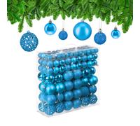 Relaxdays 150 Bolas Árbol Navidad, Decoración Navideña Mate, con Brillantina, Relucientes, de 3, 4 y 6 cm Ø, Petróleo
