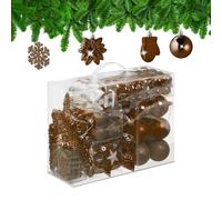 Relaxdays Set 100 Bolas Árbol Navidad, Bolitas Navideñas Brillantes, con Purpurina y Mate, 10 Diseños, Marrón