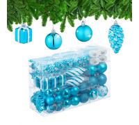Relaxdays Set 72 Bolas Árbol Navidad, Bolitas Navideñas Brillantes, con Purpurina y Mate, Bota, Corazón, Piñas, Petróleo