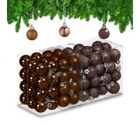 Relaxdays Set de 96 bolas de árbol de Navidad marrón,plata