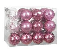Bolas árbol Navidad set de 24 rosa 6cm diámetro