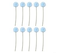 Bolas artificiales de crisantemo, 32 cm de alto, 10 o 12 piezas, arreglo floral para decoración del hogar, mantenimiento sin agua, interiores modernos y tradicionales (azul)