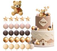 Bolas Cake Topper,26PCS Decoracion Tarta Oso,Osos Cake Topper, DIY Decoracion Tartas Cumpleaños,Decoración de Pastel Oso,CakeTopper para Animales para Fiestas de Cumpleaños, Baby Showers,Aniversarios