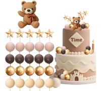 Bolas Cake Topper,26PCS Decoracion Tarta Oso,Osos Cake Topper, DIY Decoracion Tartas Cumpleaños,Decoración de Pastel Oso,CakeTopper para Animales para Fiestas de Cumpleaños, Baby Showers,Aniversarios