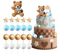 Bolas Cake Topper,26PCS Decoracion Tarta Oso,Osos Cake Topper, DIY Decoracion Tartas Cumpleaños,Decoración de Pastel Oso,CakeTopper para Animales para Fiestas de Cumpleaños, Baby Showers,Aniversarios