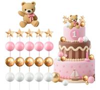 Bolas Cake Topper,26PCS Decoracion Tarta Oso,Osos Cake Topper, DIY Decoracion Tartas Cumpleaños,Decoración de Pastel Oso,CakeTopper para Animales para Fiestas de Cumpleaños, Baby Showers,Aniversarios
