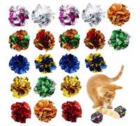 Bolas Catrkinkle 20pcs Bolas de arrugado coloridas de 2.2 pulgadas Juguete de gato con colores vibrantes sin daños PVC Cat Toys Interactive Toys para gatos y gatitos El tiempo de juego de la bús