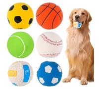 Bolas chirriantes para perros, 6 unidades, juguete chirriante para perros, bolas de látex suave, bolas de grasa indestructibles para perros grandes, medianos y pequeños (pelota deportiva)