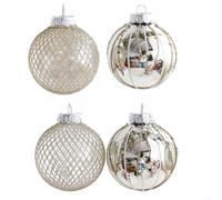 Bolas colgantes de plástico para árbol de Navidad en caja de PVC, 8 cm de diámetro, con patrones europeos clásicos para uso estacional (6)