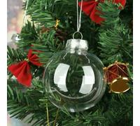 Bolas colgantes de plástico transparente con tapa plateada para manualidades, adornos de Navidad, bolas de decoración rellenables para uso doméstico y eventos (8 cm, 10 unidades)