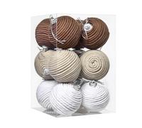 Bolas de árbol de Navidad, cuerda de algodón, 12 unidades, material rústico para fiestas, decoración de árbol de Navidad, para dormitorio, pasillo, escuela, oficina, dormitorio, apartamento