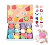 Bolas de Baño - 12 Piezas Limpiador Corporal con Interior - Diseño Frutas Burbujeante - para Autocuidado y SPA, en Hogar, Viaje, Lavabo, Hotel y Cumpleaños