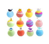 Bolas De Baño: Doce Globos Con Fragancia Frutal, Ingredientes De De Karité Hidratante, Extracto Calmante De Manzanilla Y Lavanda, Colorido Tratamiento De Acabado Estético Con Remolinos De Agua