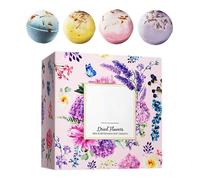 Bolas de baño naturales | 4 piezas de pétalos de flores para baño - Baños de ducha con sal marina - para amantes del spa mujer como regalo de cumpleaños, aniversario, viajes, hotel, baño