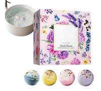 Bolas de Baño Naturales para Mujeres - 4 Unidades con Flores Secas,Set Efervescente para Ducha - Para Mujeres, Parejas, Amantes del Spa, Noches Especiales, Hoteles, Hogar, Viajes,