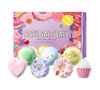 Bolas de baño relajantes | 7 piezas relajantes hechas a mano bolas de sal de baño de burbujas, accesorios de ducha hidratantes para novia, niñas, mamá, relajación, spa, baño, hogar, uso diario