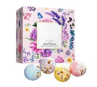 Bolas de Baño Relajantes para Mujeres | 4 Unidades con Flores Secas para el Baño | Sales de Efervescentes,Regalo para Ellas en Noche Romántica, Cumpleaños, Viajes, Hogar
