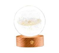 Bolas de cristal del sistema solar, bolas de cristal del planeta, bola de cristales del universo transparente, lámpara de planeta con base de madera, decoración del modelo del sistema solar