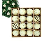 Bolas De Decoración Para Árbol De Navidad, 16 Piezas Decoración De Temporada | Colgante De Bola Flocado Para Navidad | Para La Ventana La Puerta La Sala El Dormitorio El Balcón El Jardín Colgando