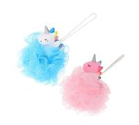 Bolas de Ducha de Malla Unicornio Pe 2piezas Rosa para Niños | Pvc, Diseño Simple, Exfoliante y Limpieza de Piel, Secado Rápido, Pack Doble