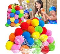 Bolas de esponja de agua reutilizables para niños, globos de agua recargables de 60 pc, bolas de esponja de remojo suave, bola de esponja de juegos de juegos de agua, segura, sin limpieza (60pcs)