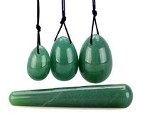 Bolas de estrés de masaje de huevo Yoni de cuarzo rosa para mujer, ejercicio de Kegel, bola de geisha de heno, juego de varita Yoni, ajuste de huevo de Jade tipo 3