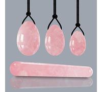 Bolas de estrés de masaje de huevo Yoni de cuarzo rosa para mujer, ejercicio de Kegel, bola de geisha de heno, juego de varita Yoni, ajuste de huevo de Jade tipo 1