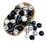 Bolas De Fieltro De Lana para Manualidades 2.5cm 40pc Lunares Blanco Negro Guirnalda de Bolas De Fieltro DIY