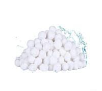 Bolas de filtro de piscina blancas y azules compatibles con todos los filtros de arena de poliéster para reemplazo de medios con bolsa de malla para ultrafiltración y fácil lavado a máquina, diseño